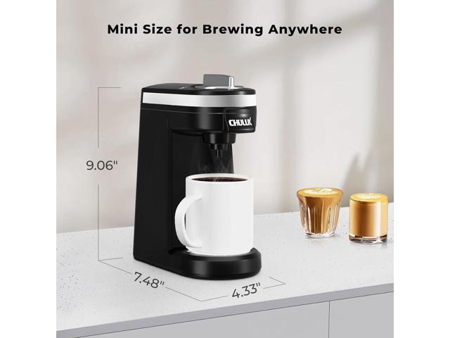 CHULUX Single Serve Coffee Maker for K Capsule and Ground Coffee, Single Cup Coffee Machine, Black
