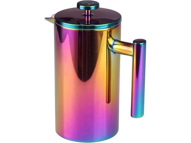 French Press Coffee Maker Stainless Steel Coffee Maker Double Walled French Press Rainbow 34oz/1L