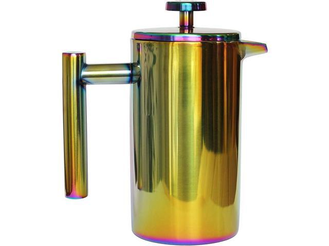French Press Coffee Maker Stainless Steel Coffee Maker Double Walled French Press Rainbow 34oz/1L