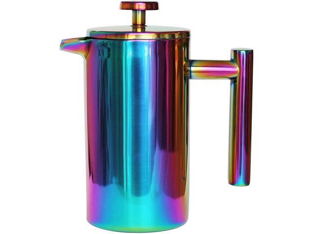 French Press Coffee Maker Stainless Steel Coffee Maker Double Walled French Press Rainbow 34oz/1L