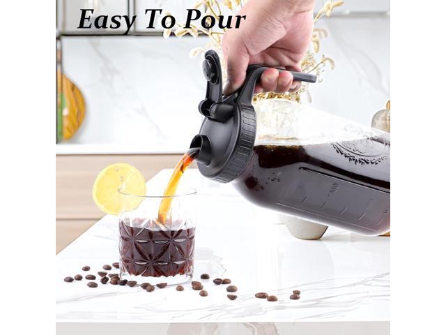 Cold Brew Coffee Maker 64 Oz Mason Jar Iced Coffee Maker 2 Set Half Gallon Glass Pitcher With Pour Spout Lids 2 Quart Wide Mouth Cold Brew Pitcher...