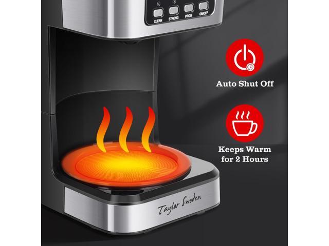 Taylor Swoden 12-Cup Programmable Coffee Maker, Regular & Strong Brew Drip Coffee Machine for Home and Office, Glass Carafe, Pause & Serve, Auto...