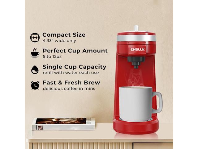 CHULUX Mini Coffee Maker for K Capsule, Single Serve Coffee Maker for One Cup Americano, Lightweight Pod Coffee Machine, Red