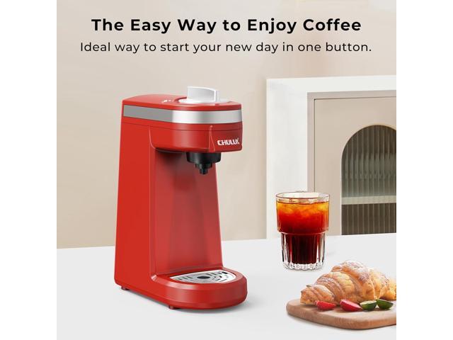 CHULUX Mini Coffee Maker for K Capsule, Single Serve Coffee Maker for One Cup Americano, Lightweight Pod Coffee Machine, Red