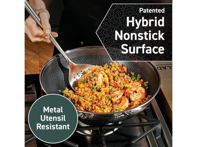 HexClad Hybrid Nonstick 10-Inch Wok, Stay-Cool Handle, Dishwasher-Friendly, Oven-Safe Up to 900°F, Induction Ready, Compatible with All Cooktops