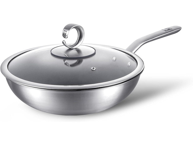 13 in Titanium Wok with Lid Nonstick Wok & Stir-Fry Pan, All Stovetops & Induction Safe, Oven & Dishwasher Safe, Non-Toxic, No Coating Durable...
