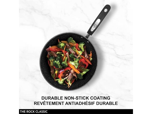 Starfrit The Rock 11'' (28cm) Non-Stick Stir Fry Pan - Durable Forged Aluminum - Oven Safe - PFOA Free - Easy to Clean - Black