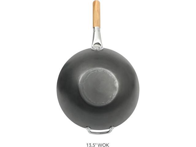 SUR LA TABLE Kitchen Essentials Quick Fire Carbon Steel 13.5' Flat Bottom Wok