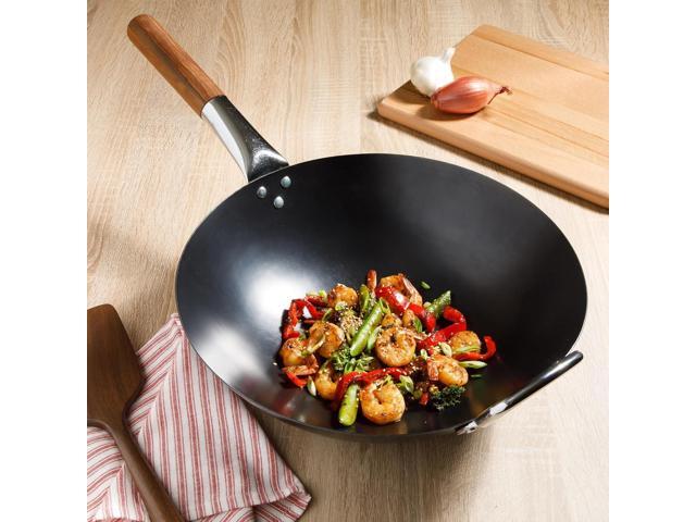 SUR LA TABLE Kitchen Essentials Quick Fire Carbon Steel 13.5' Flat Bottom Wok