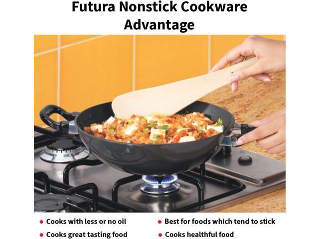 Hawkins Futura Nonstick Kadhai 2.5 L, 26 cm, 3.25 mm with SS lid (Black)