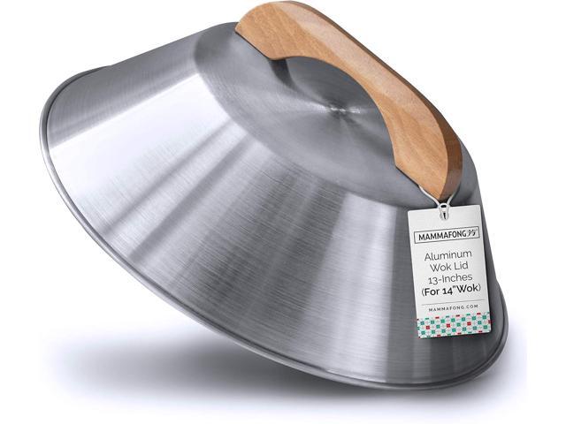 Mammafong Aluminum Wok Cover for 14' Hand Hammered Wok, 13 inch Flat Wok Lid