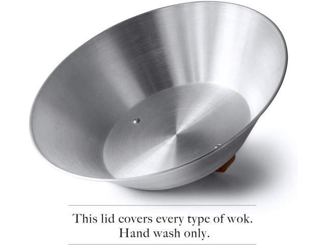 Mammafong Aluminum Wok Cover for 14' Hand Hammered Wok, 13 inch Flat Wok Lid