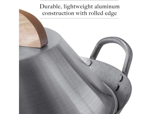 Mammafong Aluminum Wok Cover for 14' Hand Hammered Wok, 13 inch Flat Wok Lid