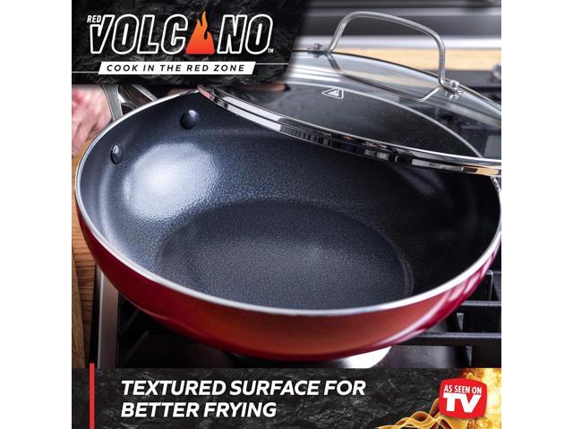 Textured Ceramic Nonstick, 11' Flat Bottom Wok Stir-Fry Pan with Lid for High Heat Cooking, Oven & Broiler Safe to 600 Degrees, Dishwasher Safe,...