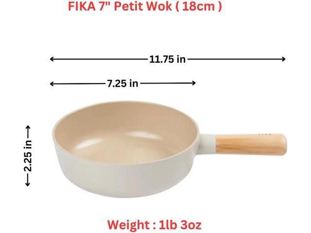 FIKA 7 inch Mini Stir Fry Wok with Wooden Handle, Induction Compatible Cookware for All Stovetops, Kitchen Essential Ceramic Coating Skillet,...