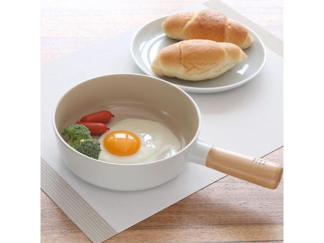 FIKA 7 inch Mini Stir Fry Wok with Wooden Handle, Induction Compatible Cookware for All Stovetops, Kitchen Essential Ceramic Coating Skillet,...