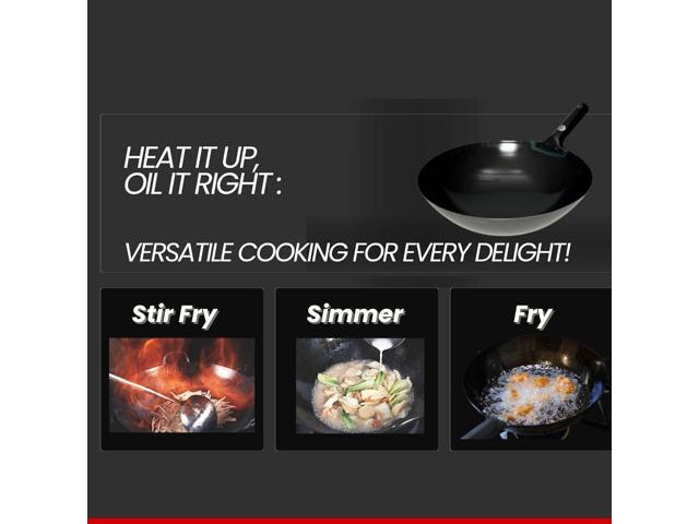 Kanda Iron Beijing Wok - Lightweight and Durable - Perfect for Authentic Japanese Cooking - 13 inch