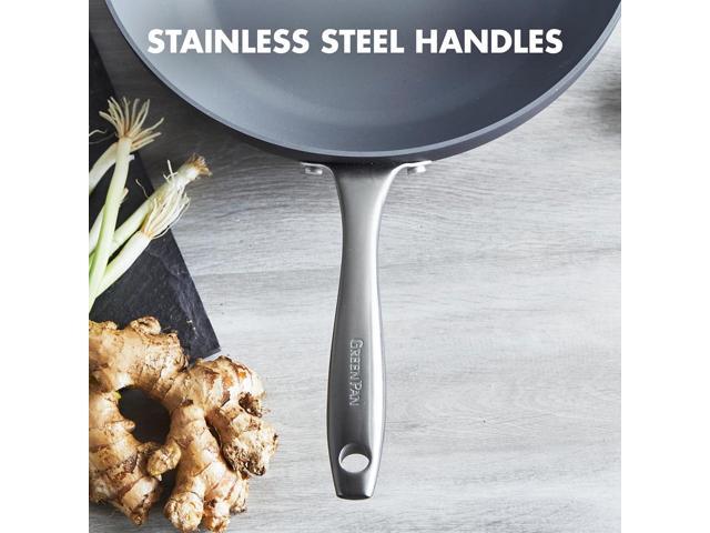 GreenPan Lima Hard Anodized Healthy Ceramic Nonstick 12.5' Wok pan with Helper Handle, PFAS-Free, Oven Safe, Gray