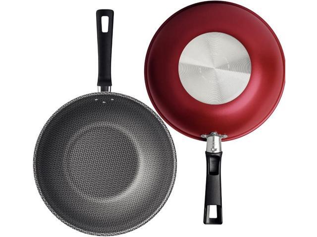 Generic Nonstick Wok Pan with Lid, 11 inch, Starflon Max, PFOA Free, Tempered Glass, Heat Resistant Handle, Dishwasher Safe, Gas Stove