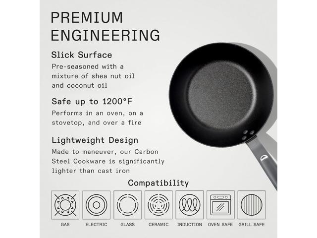 Made In Cookware - Seasoned 8' Carbon Steel Frying Pan - (Like Cast Iron, but Better) - Professional Cookware - Crafted in Sweden - Induction...