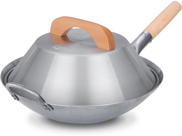 Craft Wok Dome Lid for 14-Inch Woks Traditional Dome Shaped with Wooden Handle Cover for 14 inch Woks Asian Cookware Aluminum / 732W3