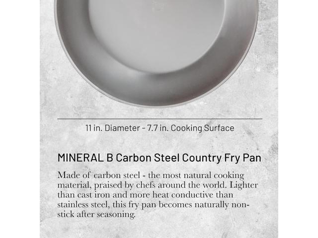 De Buyer MINERAL B Carbon Steel Country Fry Pan - 11 Diameter, 7.7 Cooking Surface - Ideal for Sauteing, Simmering, Deep Frying & Stir Frying -...