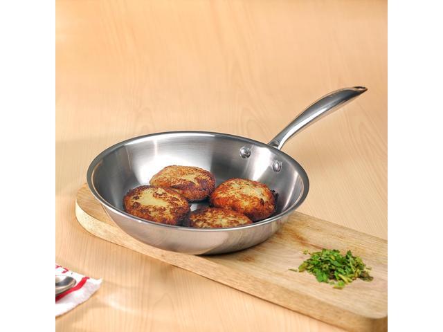 Vinod Platinum Triply Stainless Steel Frypan 24 cm 2.5 mm Thick Steel Pan Scratch Resistant, Non Toxic Induction & Gas Friendly, Heavy...