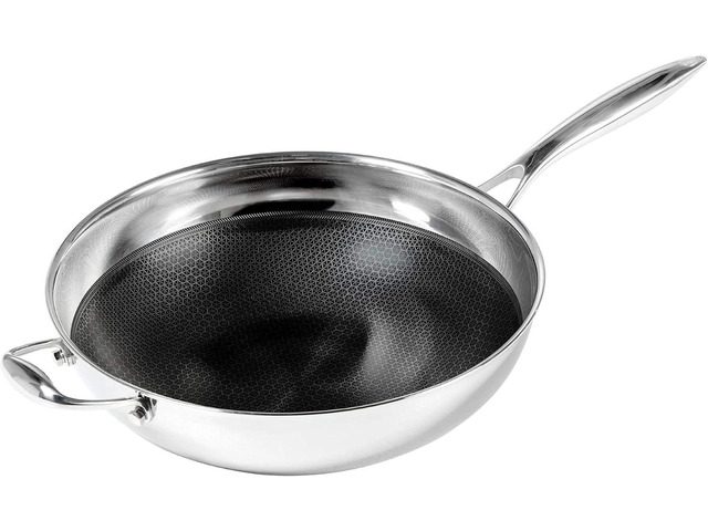 Black Cube Quick Release Cookware Wok with Helper Handle, 12.5-Inch/2.5 Quart