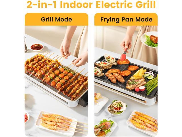 Electric Indoor Grill 1500W, YOHAWJAN 2 in 1 Smokeless Indoor Grills with Non-stick Removable Grill & Griddle Plate, Temperature Control, Portable...
