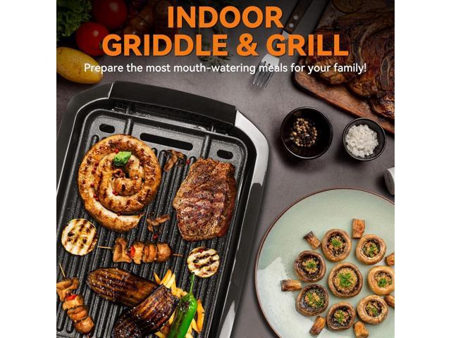 Bakers Friend Indoor Griddle & Grill, Electric Griddle with 2 in 1 Indoor Grill and Griddle Plate Indoor Grill with Removable Plate, Silicone Mold,...