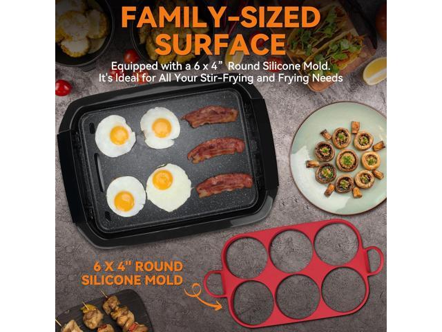Bakers Friend Indoor Griddle & Grill, Electric Griddle with 2 in 1 Indoor Grill and Griddle Plate Indoor Grill with Removable Plate, Silicone Mold,...