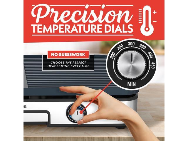 Gourmia 3-in-1 Indoor Grill/Griddle Electric Combo - 250-400°F Adjustable Dual Cooking Zones with Removable Nonstick Reversible Ceramic Plates -...