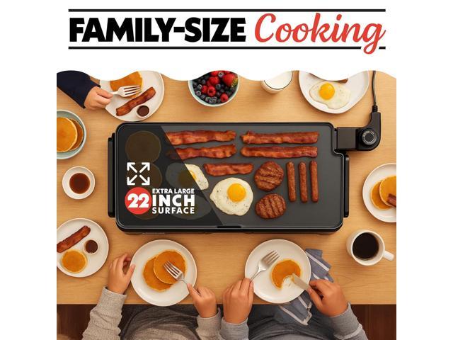Gourmia 22-Inch XL Electric Griddle Pan - Nonstick Extra Large Ceramic Surface for Breakfast, Pancakes - Non-Toxic Flat Top Cooker - Countertop...