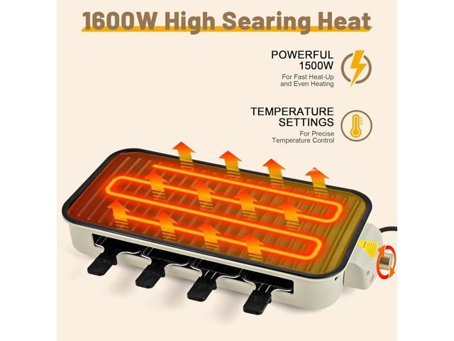 Pukomc Electric Indoor Grill,2 in 1 Indoor Grills for Kitchen with Grill Net & Non-Stick Cooking Removable Plate, Temperature Control, Dishwasher...