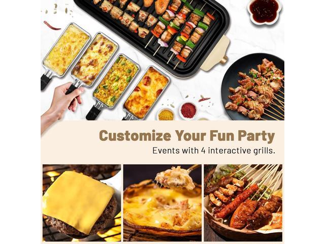 Pukomc Electric Indoor Grill,2 in 1 Indoor Grills for Kitchen with Grill Net & Non-Stick Cooking Removable Plate, Temperature Control, Dishwasher...