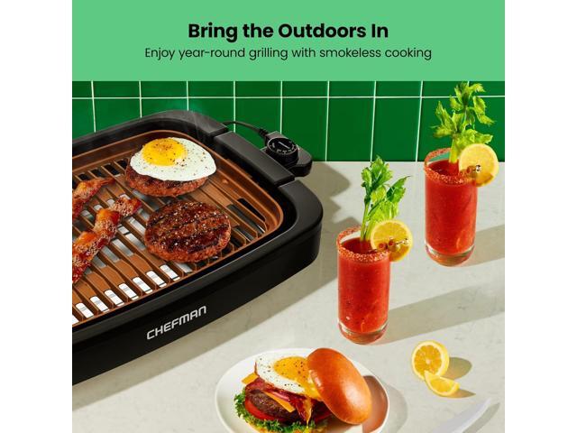 Chefman Smokeless Indoor Electric Grill, Copper, Extra Large, Nonstick Table Top Grill for Indoor Grilling and BBQ with Adjustable Temperature...