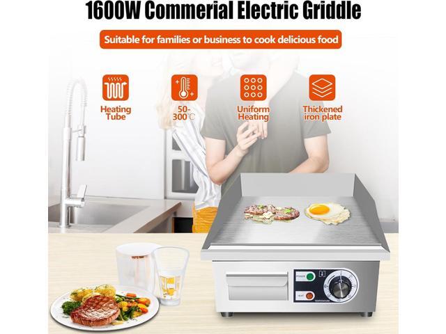 14' Commercial Electric Griddle,Electric Countertop Flat Top Griddle,110V 1500W Electric Flat Top Grill,Non-Stick Restaurant Teppanyaki Stainless...