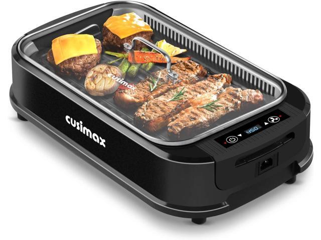 Smokeless Grill Indoor, CUSIMAX Electric Grill, 1500W Portable Korean BBQ Grill with LED Smart Display & Tempered Glass Lid, Non-stick Removable.