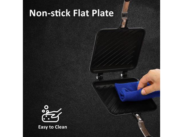 ZOOFOX Sandwich Maker, Grilled Sandwich and Panini Maker Pan with Non-Stick Plates, Stovetop Toasted Sandwich Maker Aluminum Flip Pan for Home...