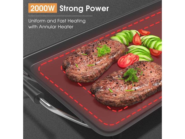 35' Electric Griddle, Extra Large Barbecue Grill W/Nonstick Cooking Surface, 2000W Table Top Grill w/Adjustable Temperature & Drip Tray,...