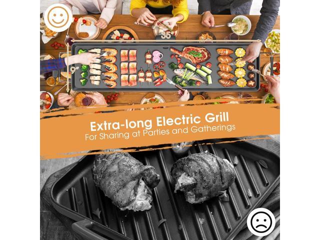 35' Electric Griddle, Extra Large Barbecue Grill W/Nonstick Cooking Surface, 2000W Table Top Grill w/Adjustable Temperature & Drip Tray,...