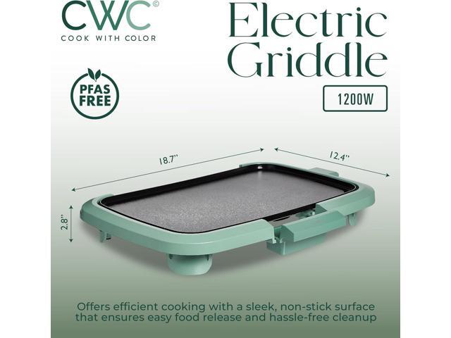 COOK WITH COLOR Electric Griddle 1200W, Nonstick Surface for Pancakes, Burgers, Eggs & More, Removable Temperature Control, Slide-Out Drip Tray,...