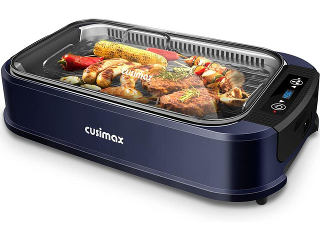 Indoor Grill CUSIMAX Electric Smokeless Grill Portable Korean BBQ Grill with Turbo Smoke Extractor Technology, Non-stick Removable Plate, Tempered...