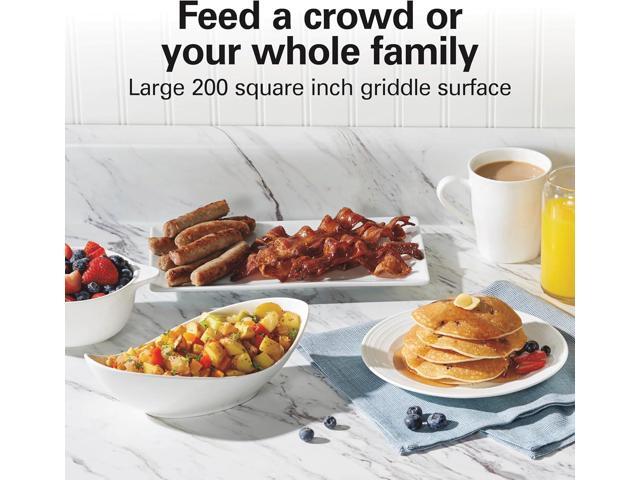 Hamilton Beach 200 Sq. In. Electric Griddle With Adjustable Temperature for 200 to 400 degrees, PTFE & PFOA Free Durathon Ceramic Reversible...