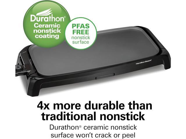 Hamilton Beach 200 Sq. In. Electric Griddle With Adjustable Temperature for 200 to 400 degrees, PTFE & PFOA Free Durathon Ceramic Reversible...