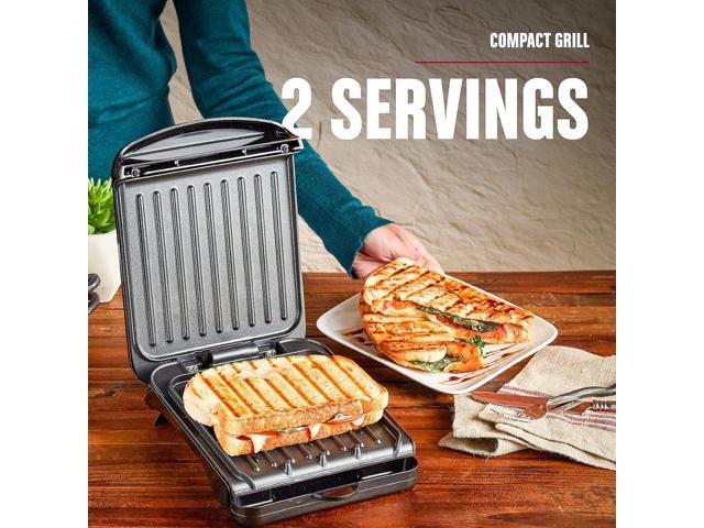 George Foreman 2-Serving Classic Plate Electric Indoor Grill and Panini Press, Black, GRS040B