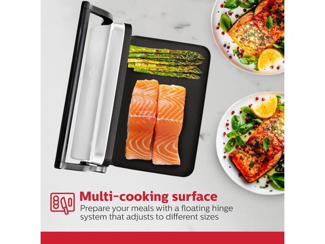 Holstein Housewares 2-Slice Electric Griddle, Non-Stick Sandwich Maker with Adjustable Temperature, Cool-Touch Handle, Black & Stainless Steel