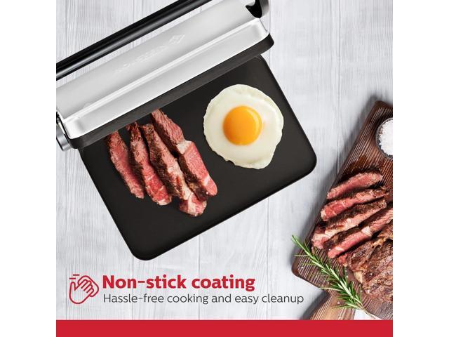 Holstein Housewares 2-Slice Electric Griddle, Non-Stick Sandwich Maker with Adjustable Temperature, Cool-Touch Handle, Black & Stainless Steel