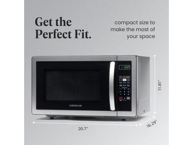 Farberware Countertop Microwave 1000 Watts, 1.1 cu ft - Microwave Oven With LED Lighting and Child Lock - Perfect for Apartments and Dorms - Easy...