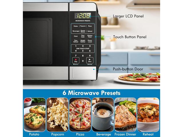Kenmore KMCMWP09S2-09 Countertop Microwave 6 Auto-Preset Menus, Child Lock, Defrost & Express Cooking Features, 900 Watt, 0.9 Cu Ft, Stainless Steel